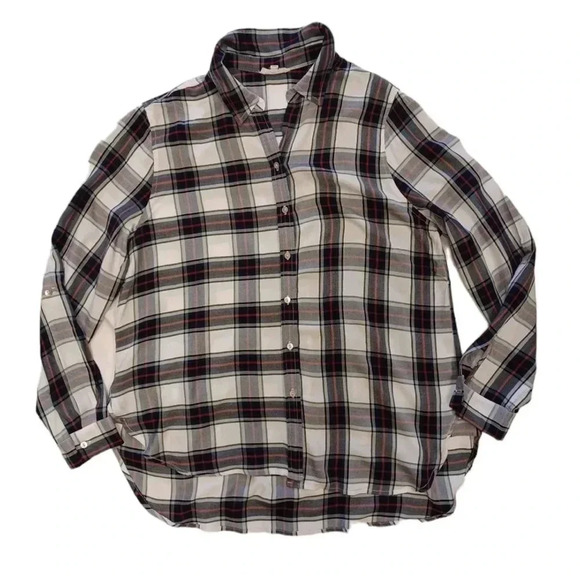 Jane And Delancy Hi Low Plaid  Long Sleeve Shirt Size XL - Picture 3 of 11